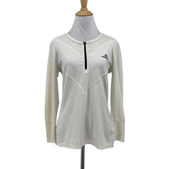 Adidas Stella McCartney Top Womens Medium Ivory Barricade Mesh Panel Pullover - Picture 1 of 14